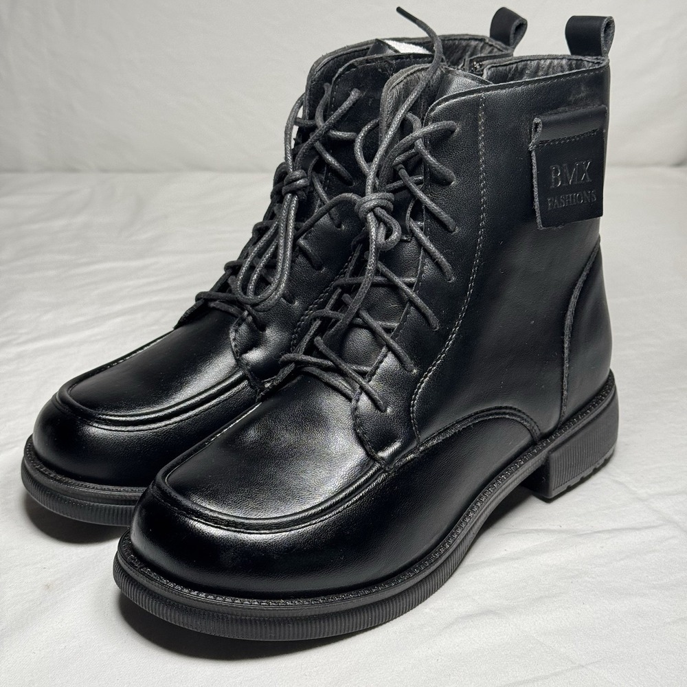 Women's Black Combat Boots Size 8 Lace Up Ankle‎ Chunky Boots NEW